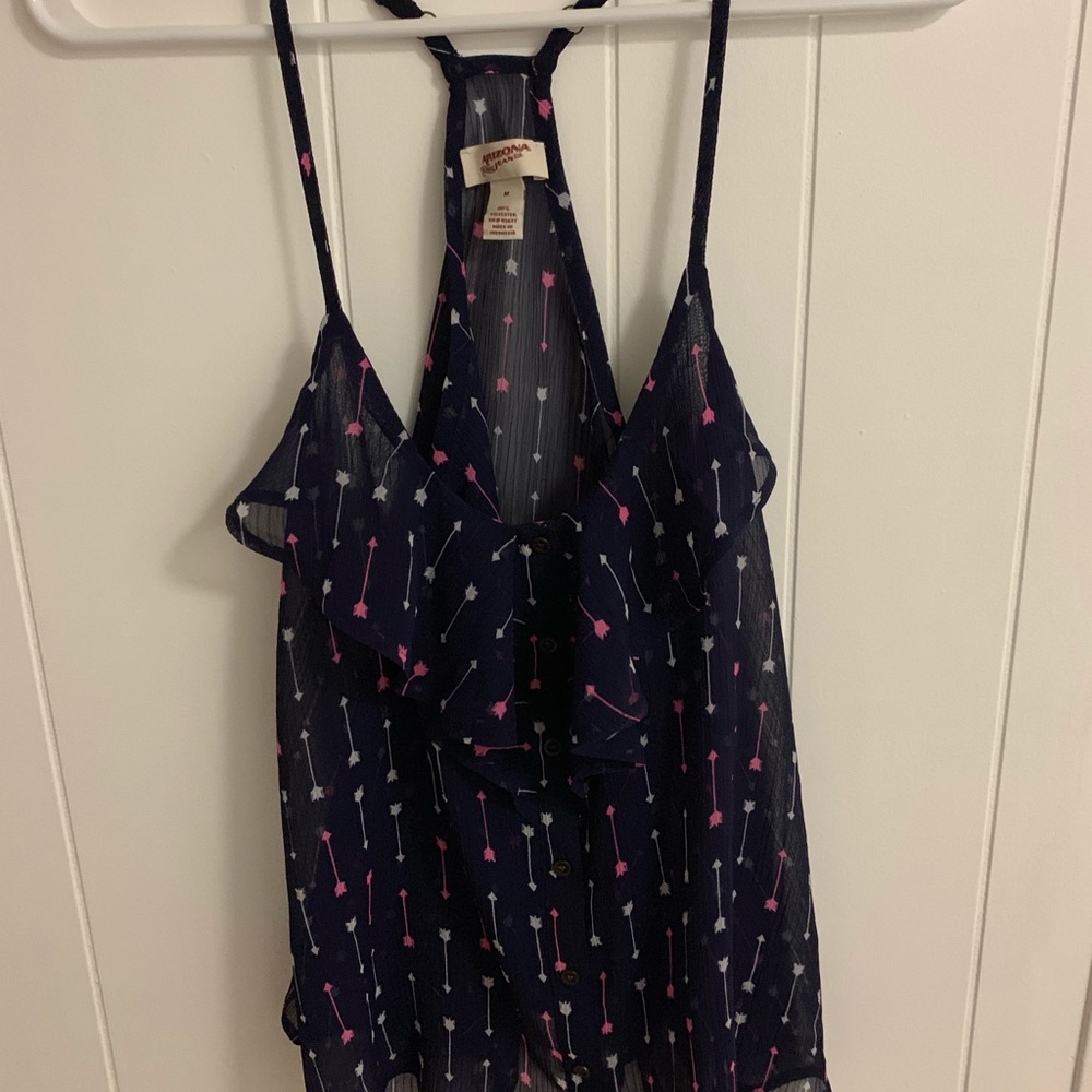 Dark blue cami with different colored arrow print